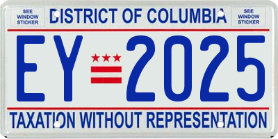 DC license plate EY2025