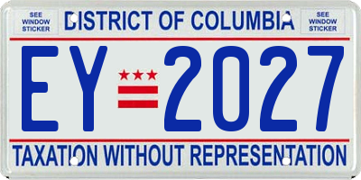 DC license plate EY2027