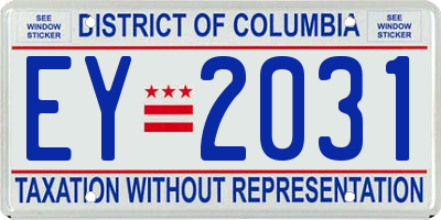 DC license plate EY2031