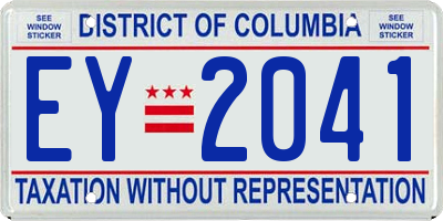 DC license plate EY2041