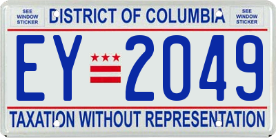 DC license plate EY2049