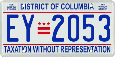 DC license plate EY2053