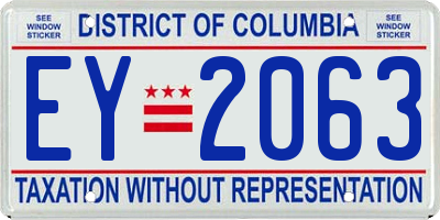 DC license plate EY2063