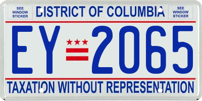 DC license plate EY2065