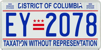 DC license plate EY2078