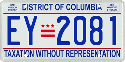 DC license plate EY2081