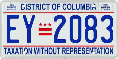 DC license plate EY2083