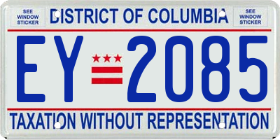 DC license plate EY2085