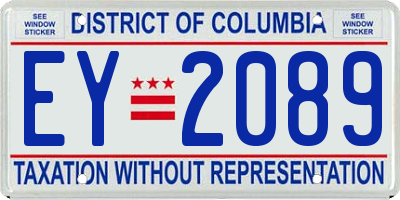 DC license plate EY2089