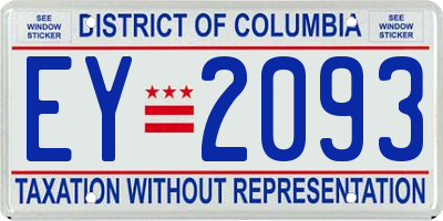 DC license plate EY2093