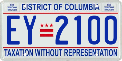 DC license plate EY2100