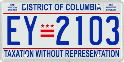 DC license plate EY2103