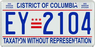 DC license plate EY2104