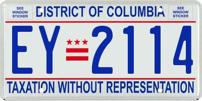 DC license plate EY2114