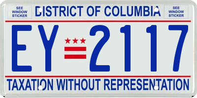 DC license plate EY2117