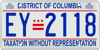 DC license plate EY2118