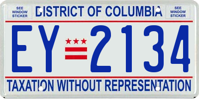 DC license plate EY2134