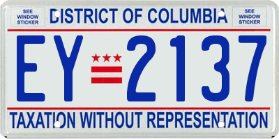 DC license plate EY2137