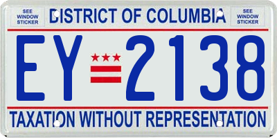 DC license plate EY2138