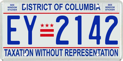 DC license plate EY2142