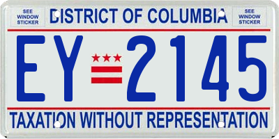 DC license plate EY2145