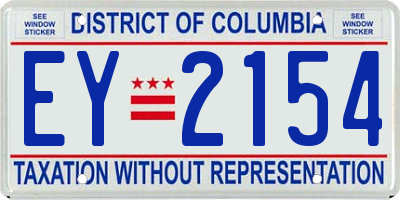 DC license plate EY2154