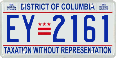 DC license plate EY2161