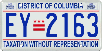 DC license plate EY2163