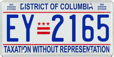 DC license plate EY2165