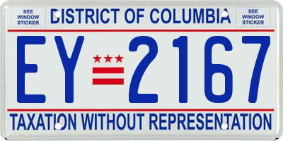 DC license plate EY2167