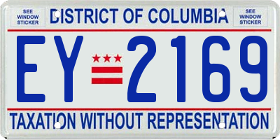 DC license plate EY2169