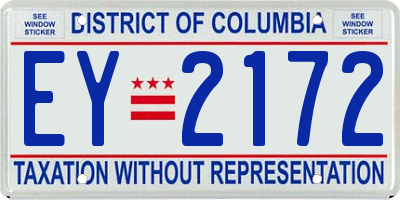 DC license plate EY2172