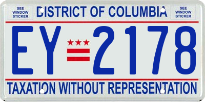 DC license plate EY2178