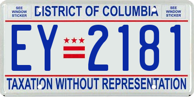 DC license plate EY2181