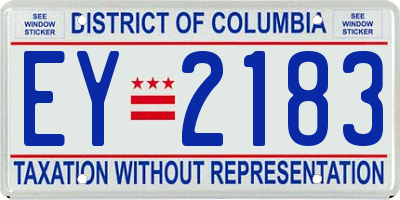 DC license plate EY2183