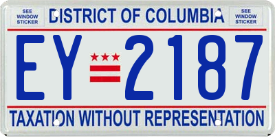 DC license plate EY2187