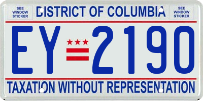 DC license plate EY2190