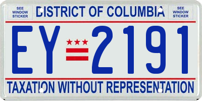 DC license plate EY2191