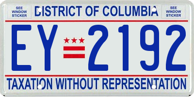 DC license plate EY2192