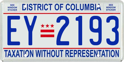 DC license plate EY2193