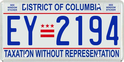 DC license plate EY2194