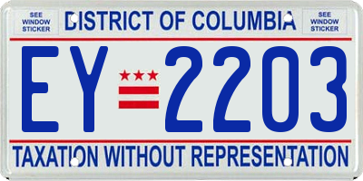 DC license plate EY2203