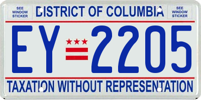 DC license plate EY2205