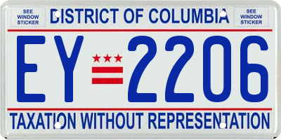 DC license plate EY2206