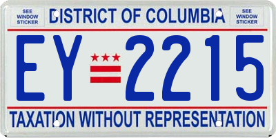DC license plate EY2215