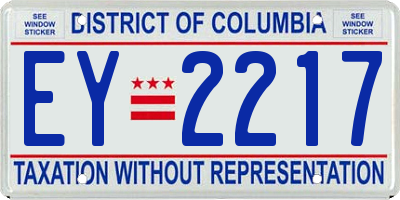 DC license plate EY2217