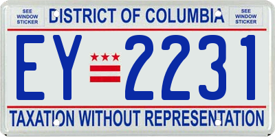 DC license plate EY2231