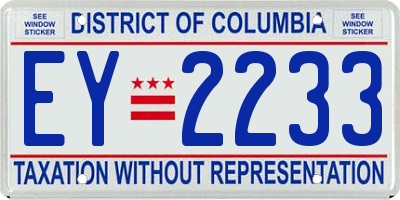 DC license plate EY2233