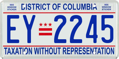 DC license plate EY2245