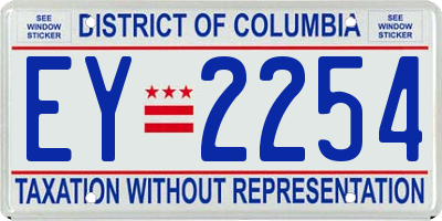 DC license plate EY2254